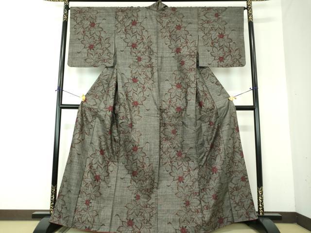 平和屋着物●本場大島紬　9マルキ　草花文　正絹　逸品　未使用　DABF7859ps