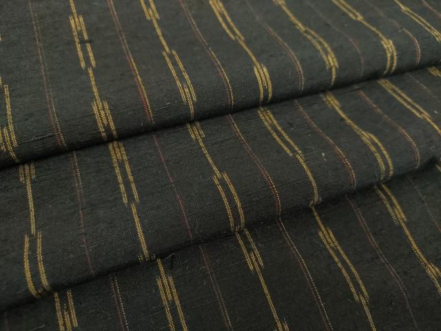 平和屋着物●上質な紬　間道　黒地　正絹　逸品　DABF7860ps