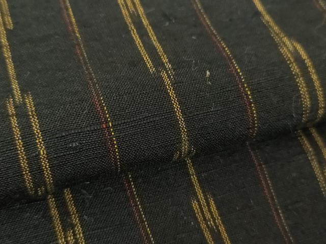 平和屋着物●上質な紬　間道　黒地　正絹　逸品　DABF7860ps