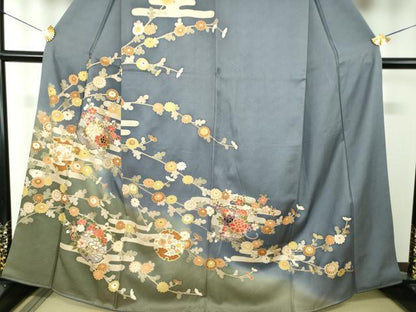 平和屋着物●訪問着　駒刺繍　宝尽くし　雪輪花文　暈し染め　金彩　正絹　逸品　DABF7863ps