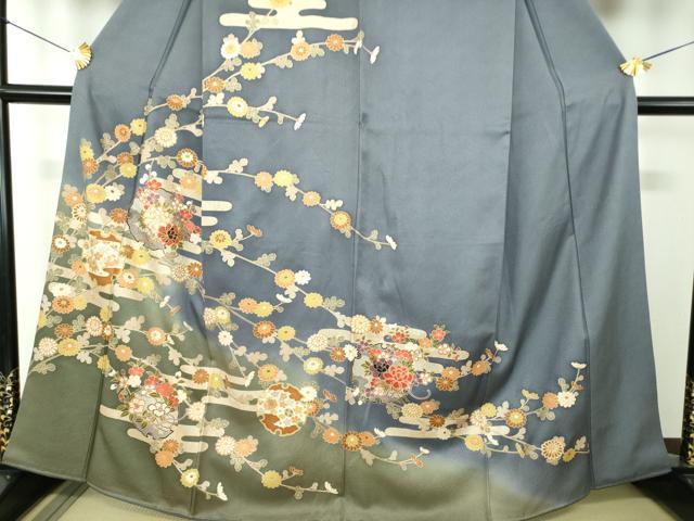 平和屋着物●訪問着　駒刺繍　宝尽くし　雪輪花文　暈し染め　金彩　正絹　逸品　DABF7863ps