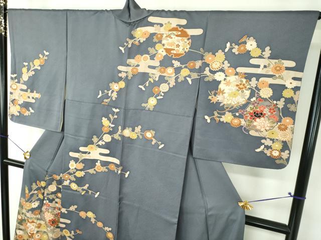 平和屋着物●訪問着　駒刺繍　宝尽くし　雪輪花文　暈し染め　金彩　正絹　逸品　DABF7863ps