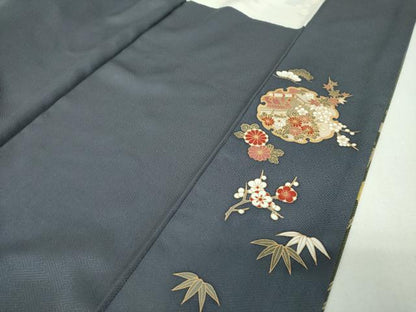 平和屋着物●訪問着　駒刺繍　宝尽くし　雪輪花文　暈し染め　金彩　正絹　逸品　DABF7863ps
