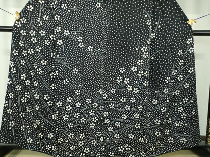 平和屋着物●訪問着　総絞り　枝垂れ花　黒地　正絹　逸品　DABF7864ps