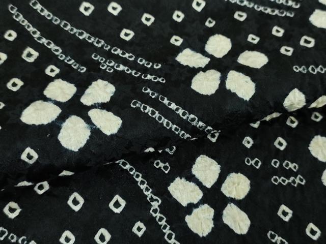 平和屋着物●訪問着　総絞り　枝垂れ花　黒地　正絹　逸品　DABF7864ps