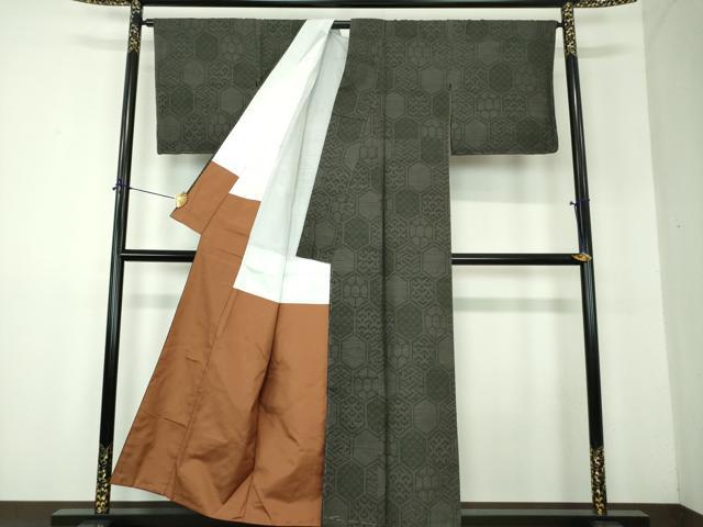 平和屋着物●結城紬　80亀甲　亀甲繋ぎ　正絹　逸品　未使用　DABF7866ps