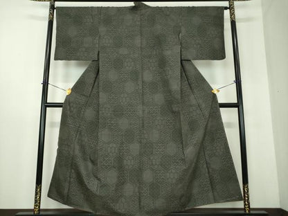平和屋着物●結城紬　80亀甲　亀甲繋ぎ　正絹　逸品　未使用　DABF7866ps