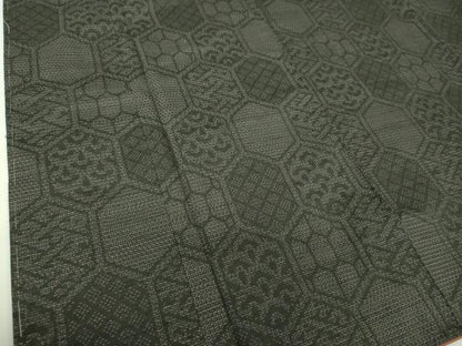 平和屋着物●結城紬　80亀甲　亀甲繋ぎ　正絹　逸品　未使用　DABF7866ps