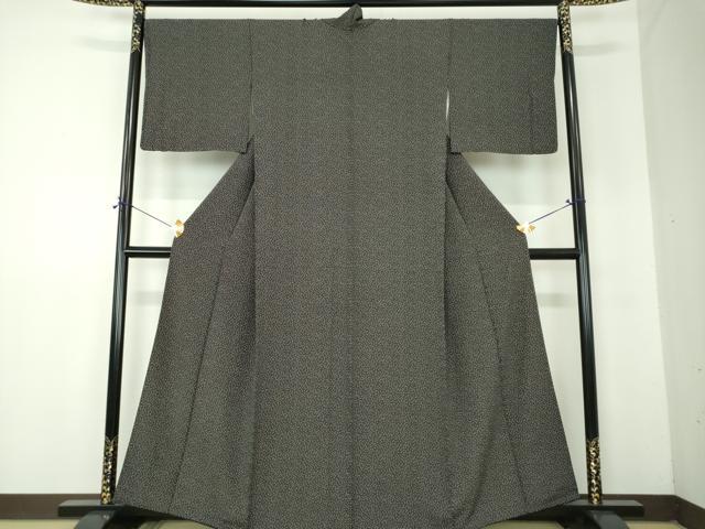 平和屋着物●江戸小紋　舞桜　黒地　正絹　逸品　DABF7867ps