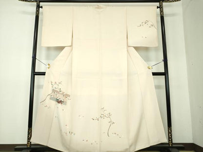 平和屋着物●訪問着　刺繍　童子遊び　おしくらまんじゅう　楓文　正絹　逸品　DABF7868ps