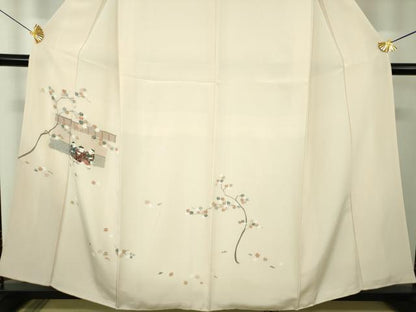 平和屋着物●訪問着　刺繍　童子遊び　おしくらまんじゅう　楓文　正絹　逸品　DABF7868ps