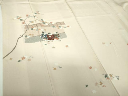 平和屋着物●訪問着　刺繍　童子遊び　おしくらまんじゅう　楓文　正絹　逸品　DABF7868ps