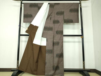 平和屋着物●本場大島紬　9マルキ　蜀江花文　正絹　逸品　DABF7870ps