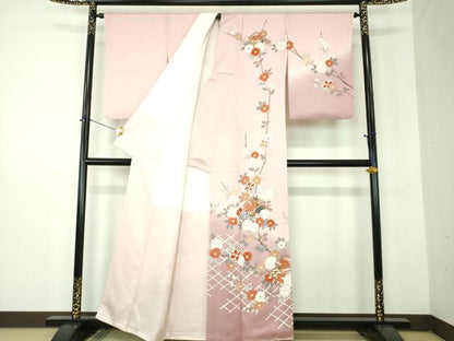 平和屋着物●訪問着　松皮菱花文　暈し染め　金彩　正絹　逸品　DABF7872ps
