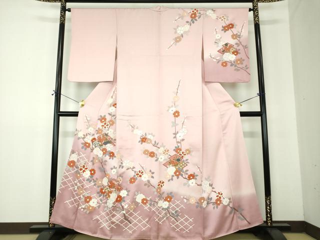 平和屋着物●訪問着　松皮菱花文　暈し染め　金彩　正絹　逸品　DABF7872ps