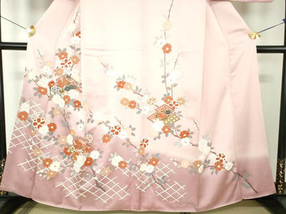 平和屋着物●訪問着　松皮菱花文　暈し染め　金彩　正絹　逸品　DABF7872ps