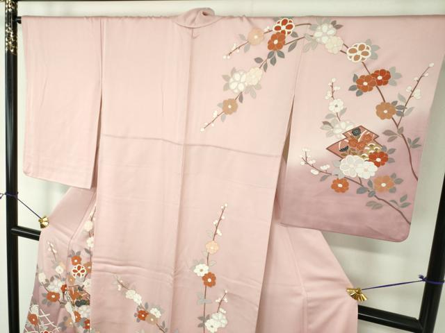 平和屋着物●訪問着　松皮菱花文　暈し染め　金彩　正絹　逸品　DABF7872ps