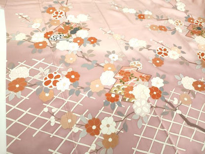 平和屋着物●訪問着　松皮菱花文　暈し染め　金彩　正絹　逸品　DABF7872ps
