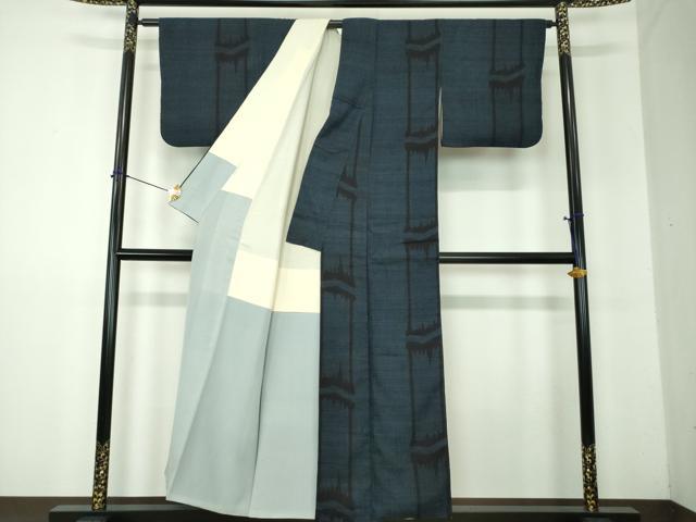 平和屋着物●結城紬　100亀甲　竹節　正絹　逸品　DABF7874ps