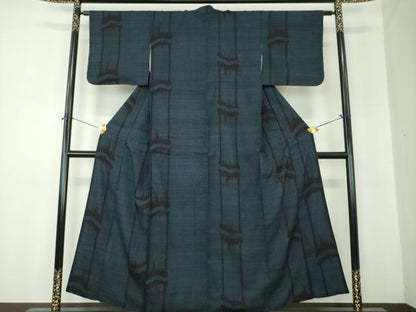 平和屋着物●結城紬　100亀甲　竹節　正絹　逸品　DABF7874ps