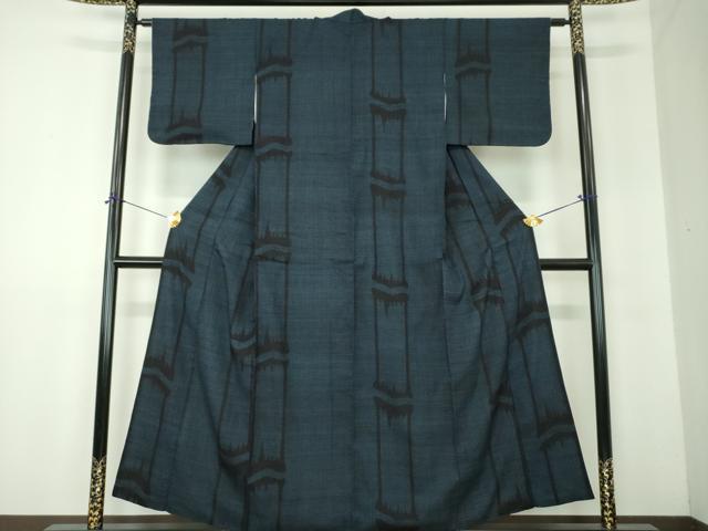 平和屋着物●結城紬　100亀甲　竹節　正絹　逸品　DABF7874ps