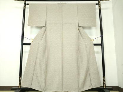 平和屋着物●上質な色無地　格子地紋　灰汁色　正絹　逸品　DABF7875ps