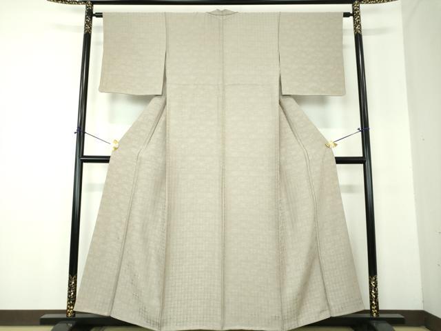 平和屋着物●上質な色無地　格子地紋　灰汁色　正絹　逸品　DABF7875ps