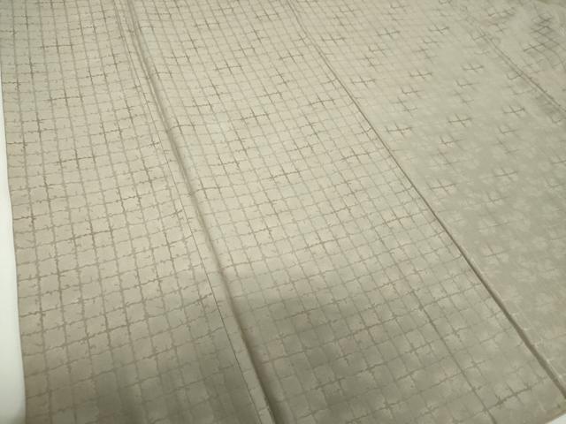 平和屋着物●上質な色無地　格子地紋　灰汁色　正絹　逸品　DABF7875ps