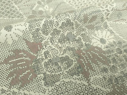 平和屋着物●本場大島紬　白大島　9マルキ　切嵌草花文　正絹　逸品　DABF7876ps