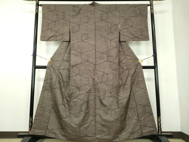 平和屋着物●本場大島紬　7マルキ　幾何学文様　正絹　逸品　DABF7877ps