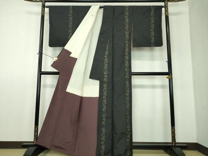 平和屋着物●本場大島紬　7マルキ　葡萄蔦の葉文　正絹　逸品　DABF7878ps