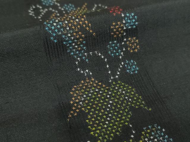 平和屋着物●本場大島紬　7マルキ　葡萄蔦の葉文　正絹　逸品　DABF7878ps
