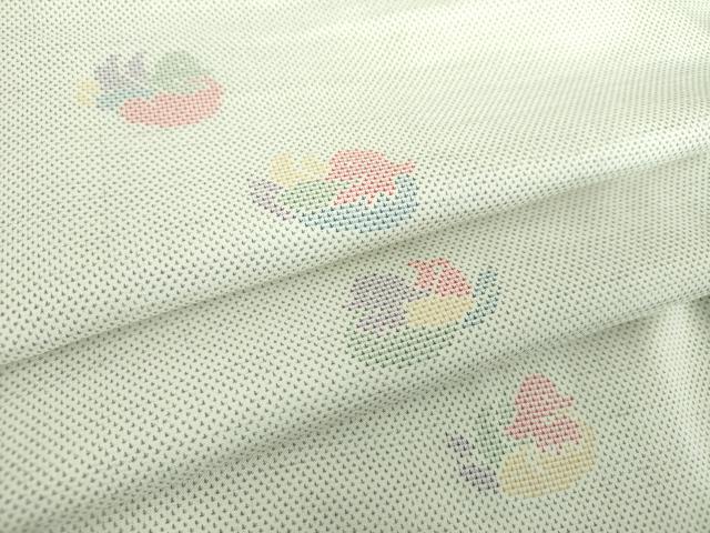 平和屋着物●本場大島紬　白大島　9マルキ　鴛鴦　正絹　逸品　DABF7881ps