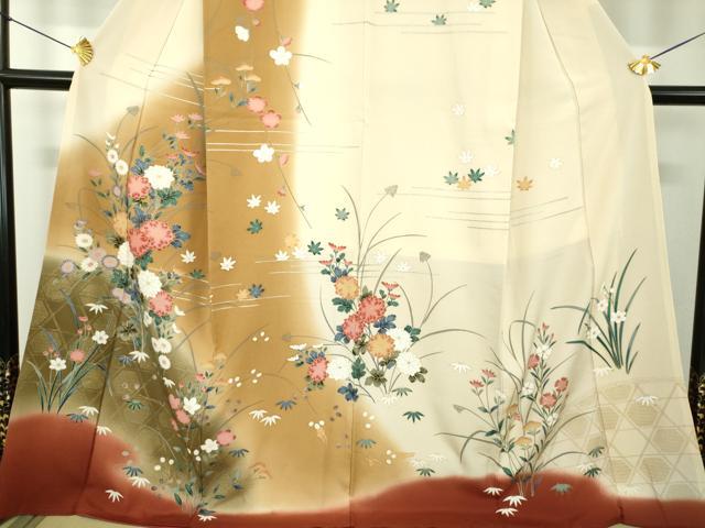 平和屋着物●訪問着　枝垂れ梅　籬花文　暈し染め　金彩　正絹　逸品　DABF7884ps