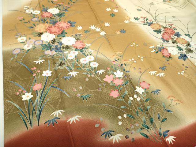 平和屋着物●訪問着　枝垂れ梅　籬花文　暈し染め　金彩　正絹　逸品　DABF7884ps