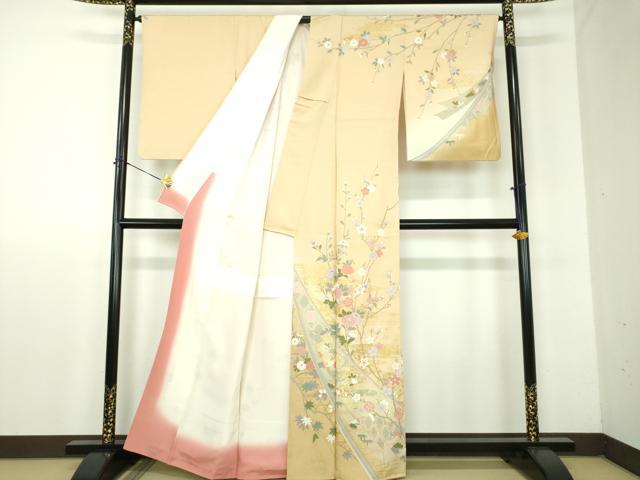 平和屋着物●訪問着　槍梅　枝垂れ桜　吉祥花文　金彩　正絹　逸品　DABF7885ps
