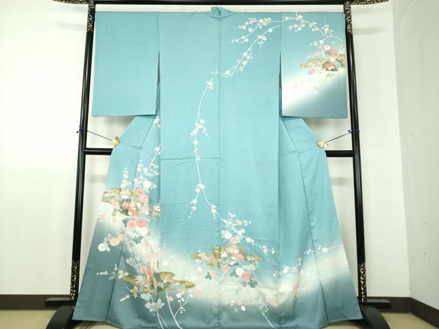 平和屋着物●訪問着　刺繍　霞吉祥花文　暈し染め　金彩　正絹　逸品　DABF7889ps