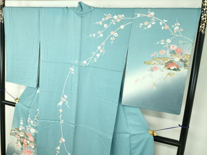 平和屋着物●訪問着　刺繍　霞吉祥花文　暈し染め　金彩　正絹　逸品　DABF7889ps