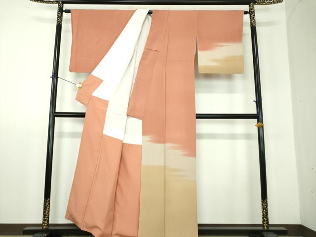 平和屋着物●訪問着　霞文　鬼しぼ縮緬　正絹　逸品　DABF7890ps
