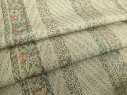 平和屋着物●結城紬　100亀甲　舞蝶花鳥間道　正絹　逸品　DABF7891ps