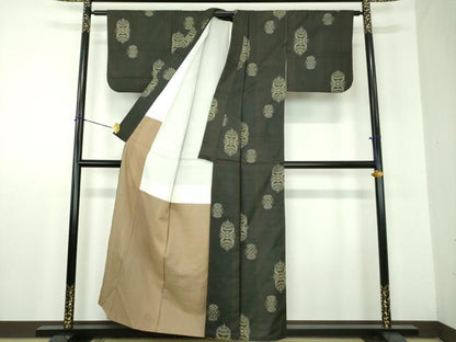 平和屋着物●本場大島紬　割り込み絣　地空　抽象文様　正絹　逸品　DABF7893ps