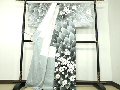 平和屋着物●訪問着　作家物　牡丹文　暈し染め　金彩　鈴乃屋扱い　正絹　逸品　DABF7894ps