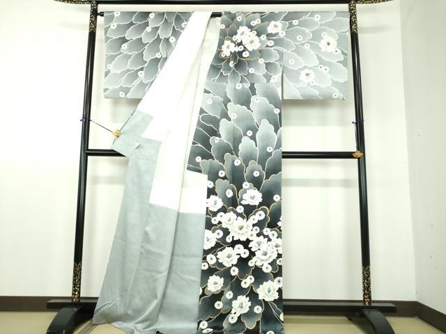 平和屋着物●訪問着　作家物　牡丹文　暈し染め　金彩　鈴乃屋扱い　正絹　逸品　DABF7894ps