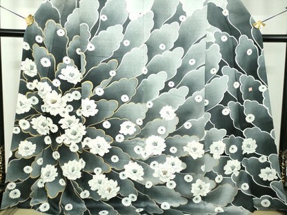 平和屋着物●訪問着　作家物　牡丹文　暈し染め　金彩　鈴乃屋扱い　正絹　逸品　DABF7894ps