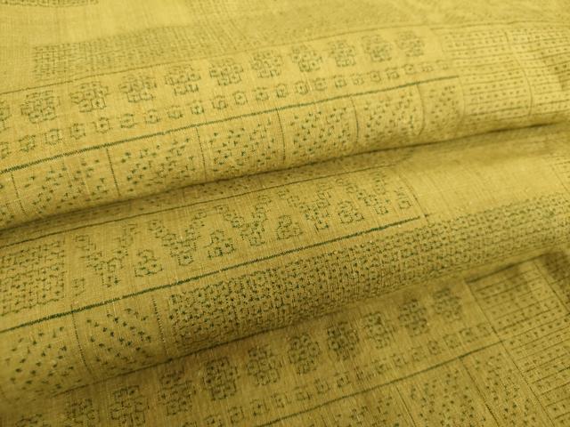 平和屋着物●本場結城紬　重要無形文化財　100亀甲　幾何学花文　正絹　逸品　DABF7896ps