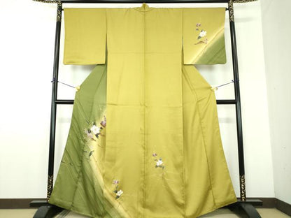 平和屋着物●訪問着　草花文　暈し染め　金彩　正絹　逸品　DABF7897ps