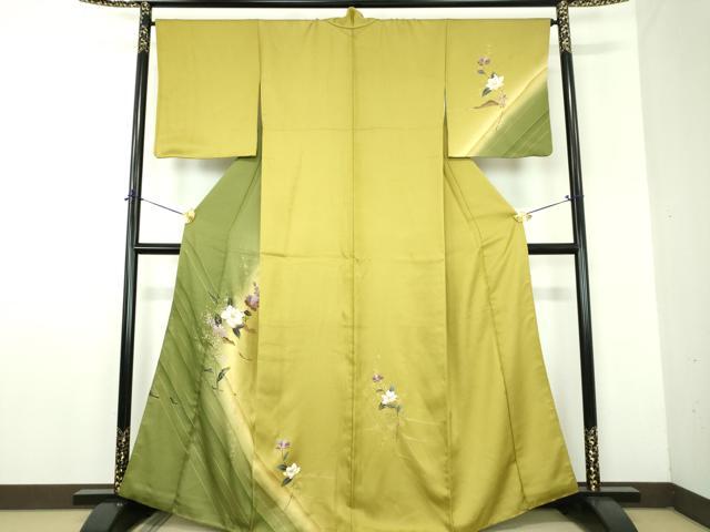 平和屋着物●訪問着　草花文　暈し染め　金彩　正絹　逸品　DABF7897ps