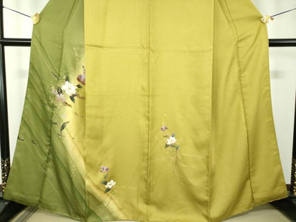 平和屋着物●訪問着　草花文　暈し染め　金彩　正絹　逸品　DABF7897ps