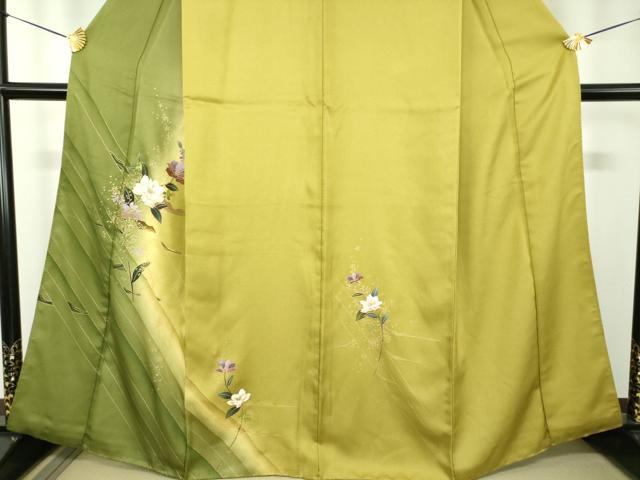 平和屋着物●訪問着　草花文　暈し染め　金彩　正絹　逸品　DABF7897ps