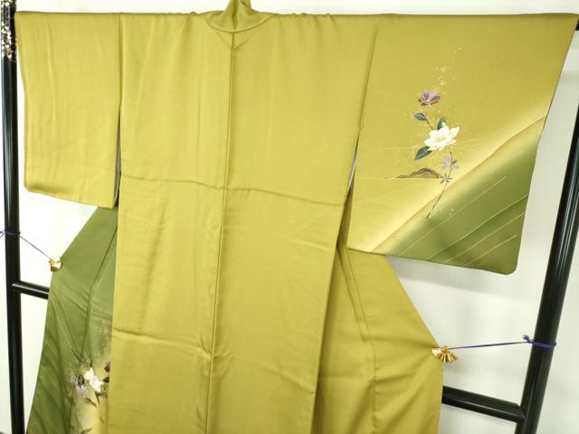 平和屋着物●訪問着　草花文　暈し染め　金彩　正絹　逸品　DABF7897ps